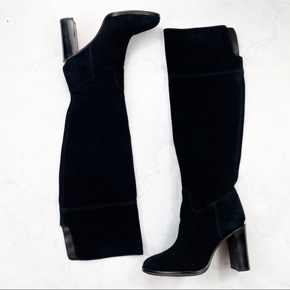 [Michael Kors] Black Suede Over The Knee Boots - Picture 1 of 6